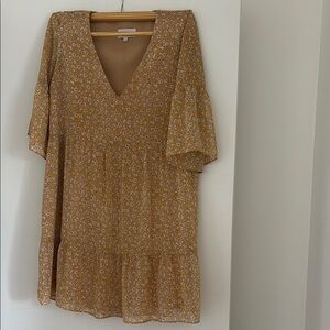 Park & Fifth Brown Tiered Flutter Sleeve Sundress